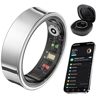 AMOVAN Smart Ring for Women Men, Fitness Tracker Ring with Body Temperature, Heart Rate, Blood Oxygen, Sleep Monitor, Calories, No Subscription Fee, IP68 Waterproof for iPhone & Android (Silver, #13)