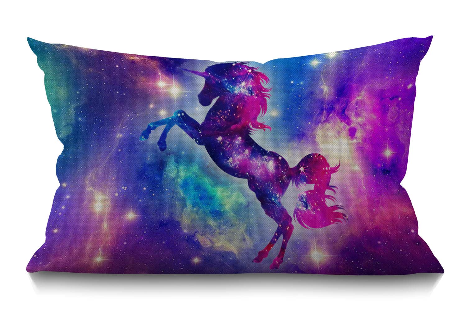 BGBDEIA Cushion Cover Galaxy Unicorn Pink Purple Blue Rectangle Outdoor Cushion Covers 12x20 inch, 30 x 50 cm Cushion Cover with Invisible Zip for Sofa Chair Living Room