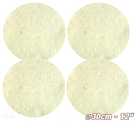 HPS® 4-Stück- Wollpads -Schafschurwolle - Polierpad Ø30cm - Polierbad für geöltes, versiegeltes Parkett, Laminat, Marmor, Gra