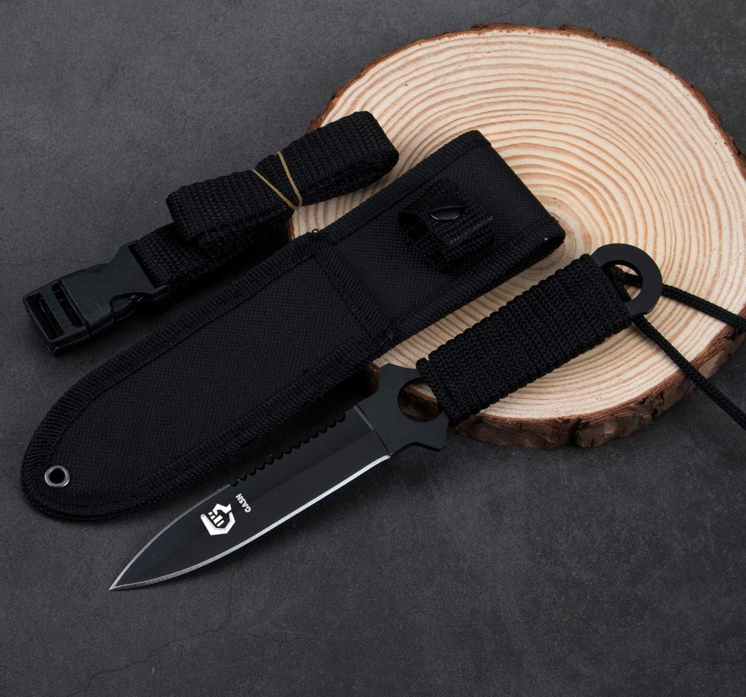 Straight Outdoor Survival Knives with Leg Straps & Sheath, Razor Sharp - Lightweight Diving Equipment for Spearfishing, Snorkeling, Hunting, Rescue & Water Sports : Sports & Outdoors
