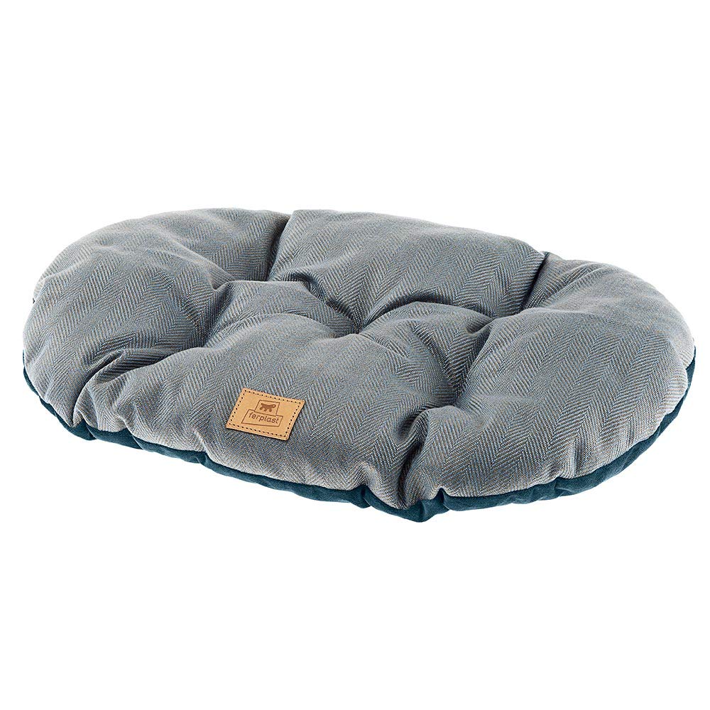 Ferplast Cat And Dog Cushion Stuart 78/8, Double-Sided, Tweed And Soft Velvet, Washable, Blue, L