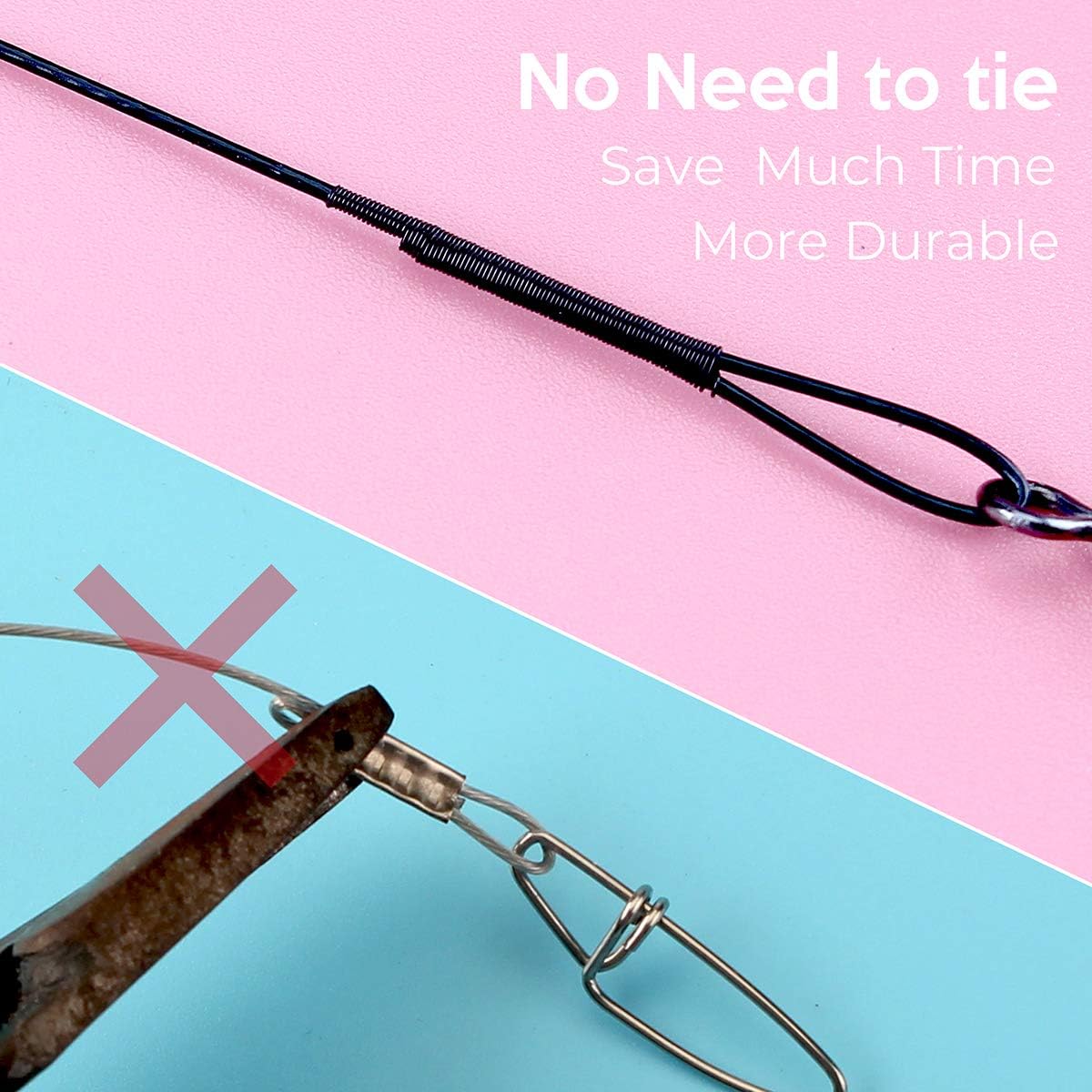 Scotank 60pcs Black Fishing Leaders Tooth Proof Stainless Steel Wire Tackle kit with Swivels Snap Connect Lures Bait Rig or Hooks 12 inch 9 inch 7 inch (Test 40 lb) : Sports & Outdoors