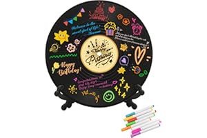 LMVIYAN Vinyl Record Happy Birthday Decorations Guest Book Alternatives ，Feliz Cumpleaños Decoracion Party Supplies Favors Sign Poster，Large Birthday Card Great Gift for Men Women(Birthday)