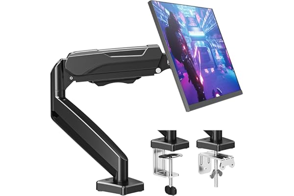 MOUNTUP Single Monitor Desk Mount Holds Screen up to 32 inch, Height Adjustable Monitor Arm, Computer Monitors Stand with Cla