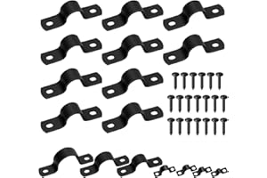 Mardatt 10 Set 3/4”(20mm) Two Hole Pipe Strap Clamp, Carbon Steel Rigid U Bracket Clamps U-Tube Strap Clamp Conduit Clamps wi
