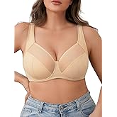 ZEBELL Minimizer Bra for Women, Full Coverage Bras with Underwire, Plus Size Mesh Bralettes for Large Breasts Skin
