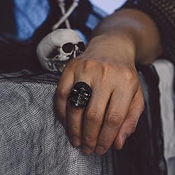 Bandmax Black Skull Ring for Women Men Black Sugar