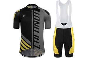 Coconut Ropamo CR Men's Cycling Jersey Set Road Bike Jersey Zipper Pocket Bib Shorts with 4D Padded Cycling Clothing Set