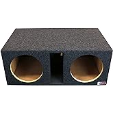 Atrend Bbox Dual Vented 12 Inch Subwoofer Enclosure - Pro Series Dual Vented SPL Car Subwoofer Boxes &amp; Enclosures - Made in USA Subwoofer Box Improves Audio Quality, Sound &amp; Bass - Nickel Finish Terminals