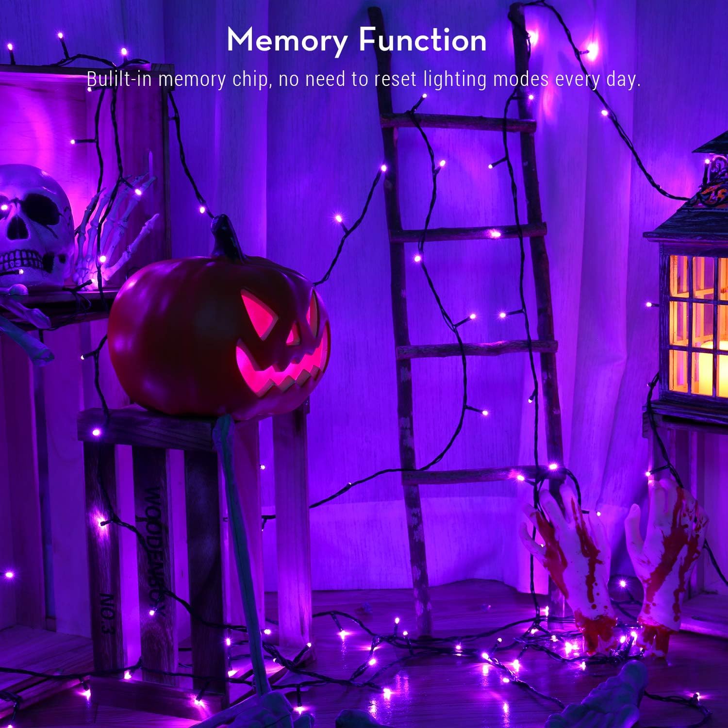 BrizLabs Purple Lights, 78.74ft 240 LED Halloween Lights, Plug in Halloween Lights String Connectable, 8 Modes Outdoor Halloween String Lights Waterproof for Indoor Outside Window Spooky Decoration: Home & Kitchen