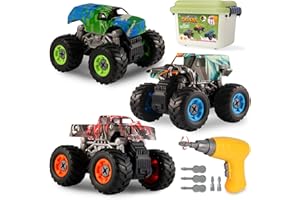 Trovogil Take Apart Monster Truck Toys for Kids 3 4 5 6 7 8 Year Old Boys, STEM Educational Building Toys with Electric Drill & Storage Box Gift Birthday Christmas for Boys Girls Kids Toddlers