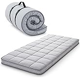 Jamdok 10cm Cot Mattress Topper,Narrow Twin Gel Infused Memory Foam,Removable Pillowtop Cover,Roll Up Floors Mat,Portable Fol