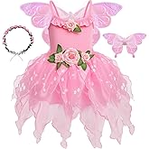 Latocos Girls Fairy Dress Costume Kids Toddler Fairy Dresses Butterfly Wings Princess Dress Up Halloween Birthday Party Gift