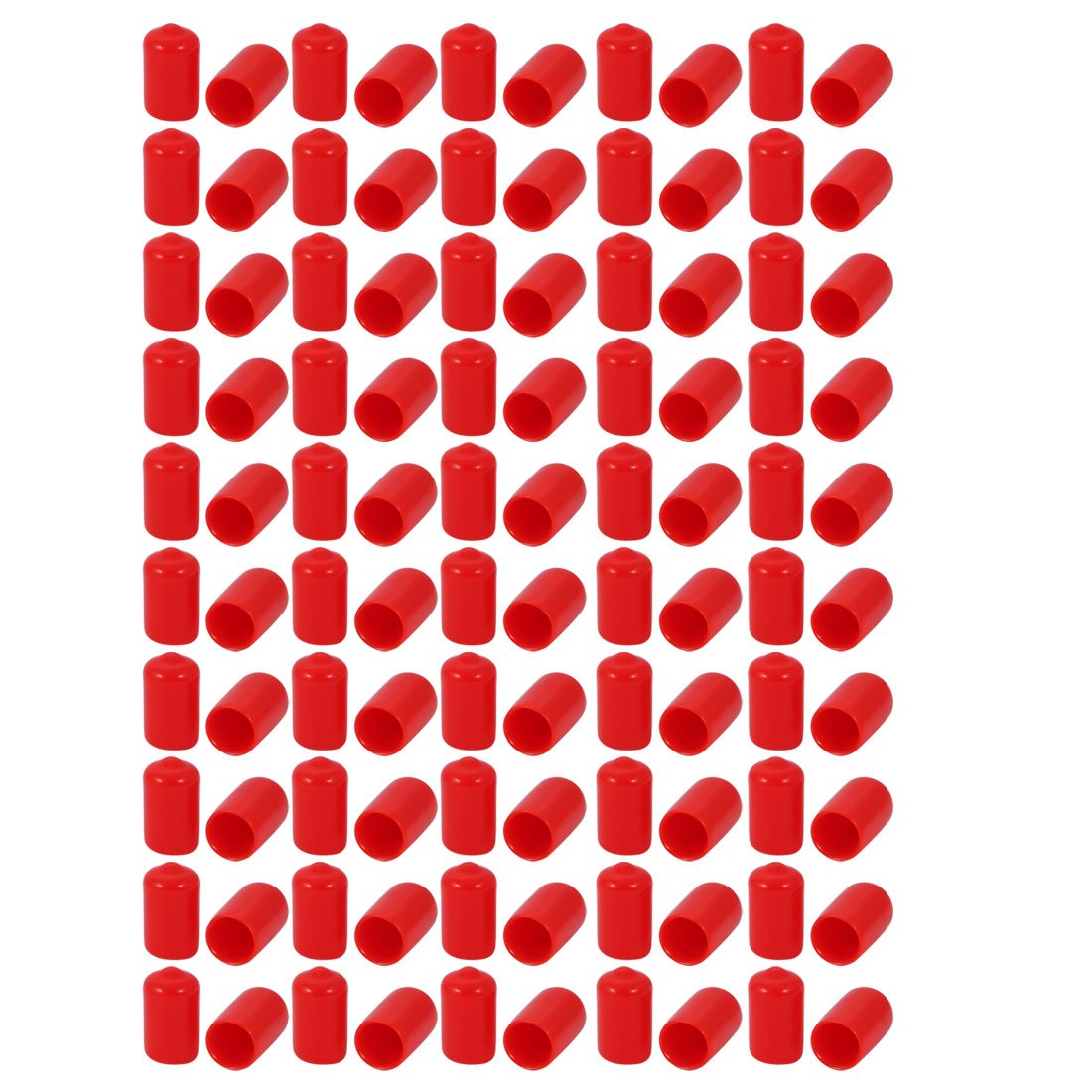 sourcingmap 100 Pcs 10mm Inner Dia PVC Vinyl End Cap Bolt Screw Thread Protector Red