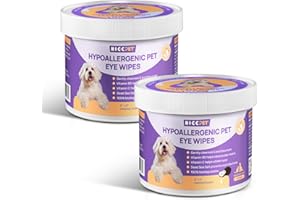HICC PET Eyes Wipes for Dogs & Cats - Gently Remove Tear Stain, Debris, Discharge, Crust - Coconut Oil Pet Cleaning Grooming Deodorizing Wipes Wash Cleaner for Eyes, Wrinkle, Face - 100pcs