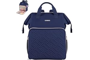 Leudes Knitting Bag Backpack, Yarn Storage Organizer Large Crochet Bag Tote Christmas Gift Yarn Holder Case for Carrying Projects, Knitting Needles (Navy Blue)