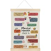 SereneHanctuary Boho Mental Health Wall Art,Psychology Wall Decor,Mental Health Check in Poster Hanger Frame for Therapy Counselor Office Classroom Kids Bedroom Decor,12x16 Inches