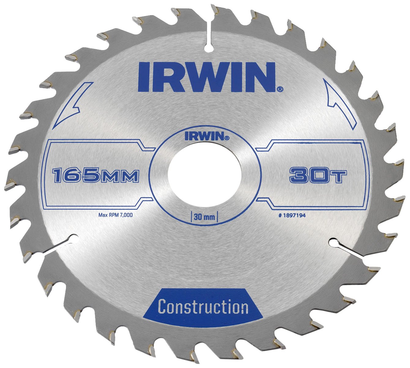 IRWIN IRW1897194 165 x 30mm 30-Teeth Circular Saw Blade with ATB Tooth Grind