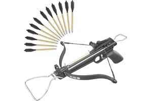 KingsArchery Crossbow Self-Cocking 80 LBS with Adjustable Sights and a Total of 15 Aluminim Arrow Bolt Set