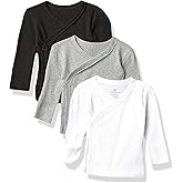 HonestBaby 3-pack Long Sleeve Side-snap Kimono Tops 100% Organic Cotton for Newborn Baby for Infant Boys, Girls, Unisex