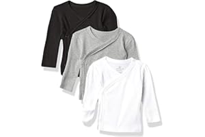 HonestBaby 3-pack Long Sleeve Side-snap Kimono Tops 100% Organic Cotton for Newborn Baby for Infant Boys, Girls, Unisex