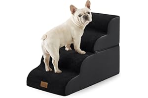 COZY KISS Detachable Curved Wide Dog Stairs 19.7" H, 4 Step Small Dog Step for Puppy or Older Cat, Ramp for Bed, Sofa, Couch 