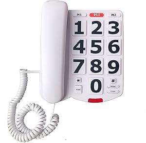 Benotek Corded Big Button Landline Phones for Seniors Home, Single Line Easy to Read Desk Telephone for Visually and Hearing Impaired Old People, Wired Extra Louder Ringer Home Phone