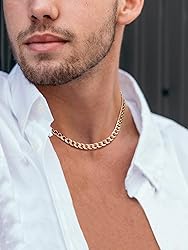 U7 Flat Link for Men Women|Rose Gold Plated 7MM