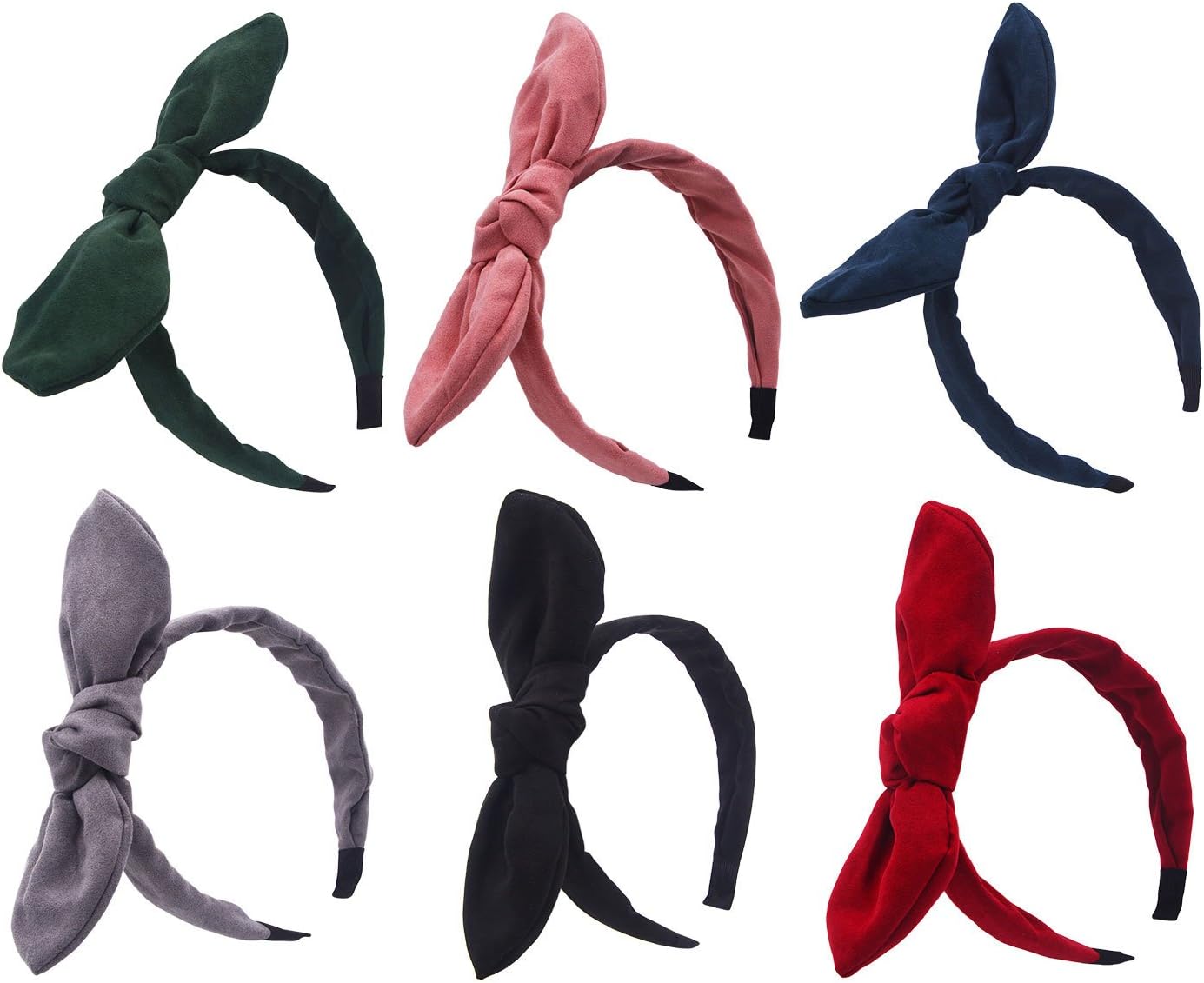 STHUAHE 6PCS Hair Bands,Women Handmade Sweet and Lovely Style Suede Bow Hair Hoop Rabbit EarsHairband Headband Headwear Hair Accessories by Beauty Hair (6 color)