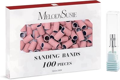 MelodySusie 100 Pcs Nail Drill Bits Sanding Bands 80 Grit for Acrylic Gel
