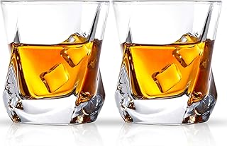 Cooko Whisky Gläser, Luxus Kristall Gläser Set, Non-Leaded Clarity Whiskyglas, Wein Zubehör,Set von 2 Gläser für Wein, Cocktails oder Saft (250ml/8.8oz)