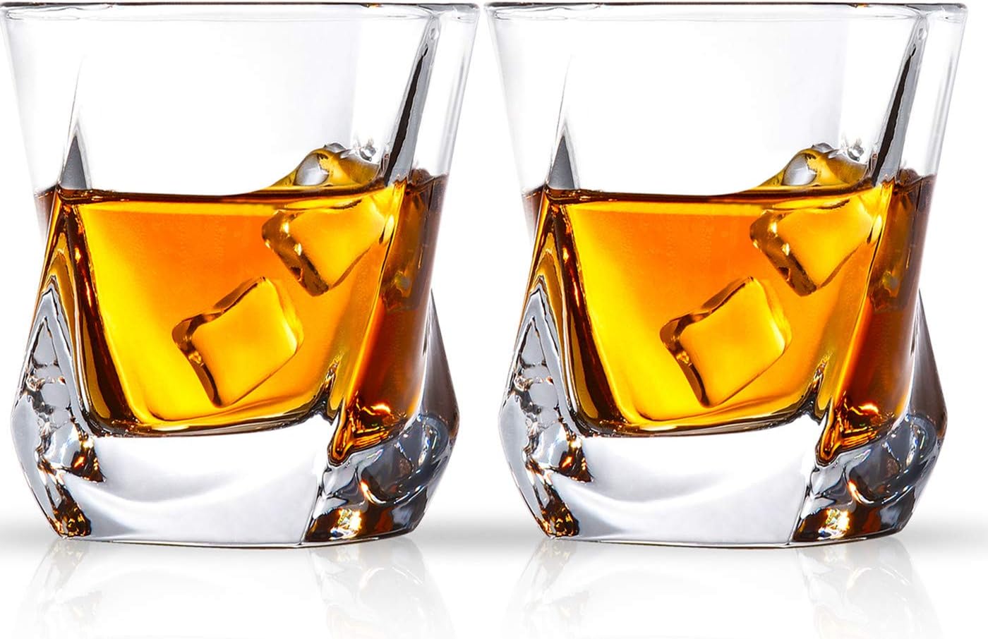 Cooko Whisky Gläser, Luxus Kristall Gläser Set, Non-Leaded Clarity Whiskyglas, Wein Zubehör,Set von 2 Gläser für Wein, Cocktails oder Saft (250ml/8.8oz)