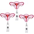 Zonon 5 Pcs Uterus Badge Reel Nurse OBGYN Felt Uterus Retractable Reel Holder Cute Nursing Name Badge Holder with Alligator Clip for Thanksgiving Labor Doctors Gifts