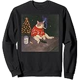 Funny Christmas Smoking Cat Meme Merry Christamas Sweatshirt