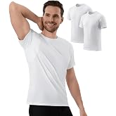HANDOOS 2 Pack Mens Sweatproof Undershirts,Cotton Crew Neck Regular Fit Sweat Blocking T Shirts with Underarm Sweat Pads