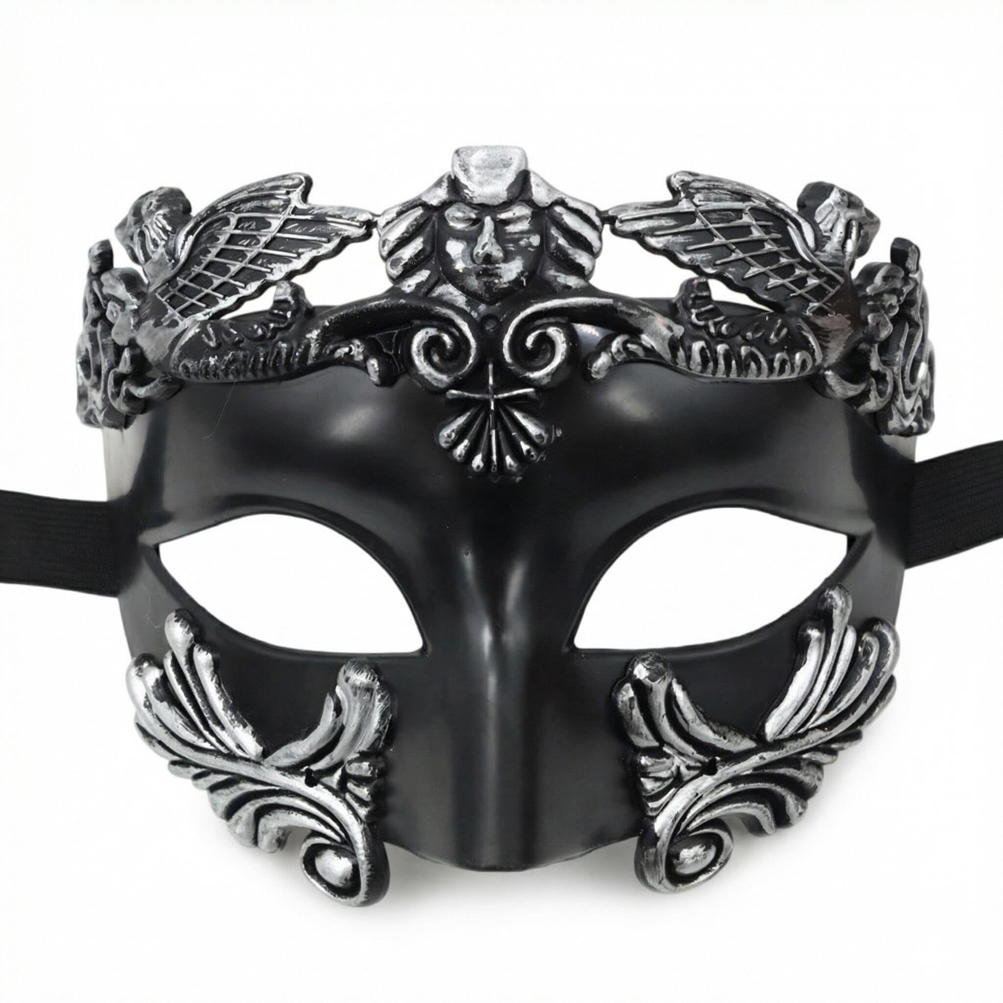 SHIFANQI Masquerade Mask for Men, Vintage Venetian Mask for Halloween, Costume Parties, Masquerade Balls, Mardi Gras, Elegant Half face Eye Mask with Adjustable Ribbon, Vintage Silver
