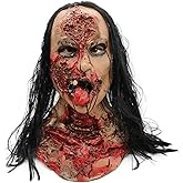 Bulex Halloween Horror Grimace Ghost Mask Scary Zombie Emulsion Skin with Hair Red