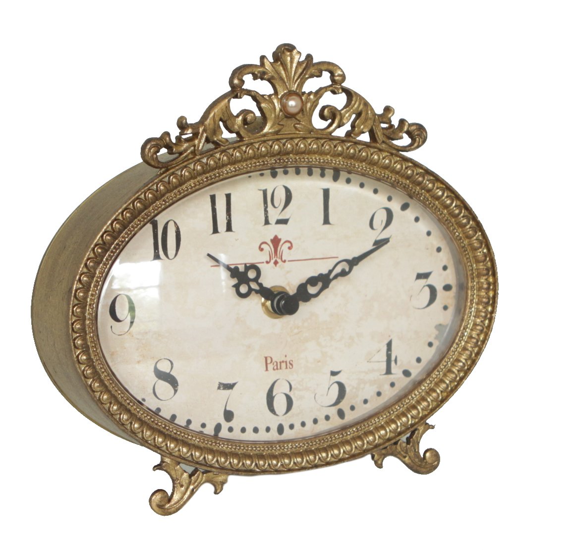 NIKKY HOME Vintage Table Clock, French Turquoise Color Rococo Style Desk Clock Battery Operated Rustic Design, Home Décor for Living Room, Bedroom, Bedside, Desk, Gift Clock - Gold