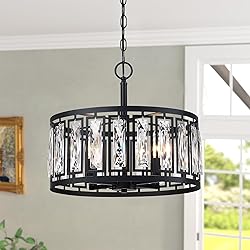 Giiland Modern Crystal Chandeliers, 4 Lights Black