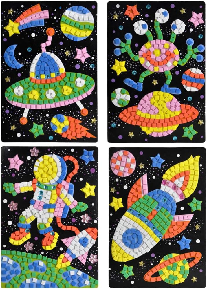 Toyvian 4pcs Mosaic Sticker Art Sticky 