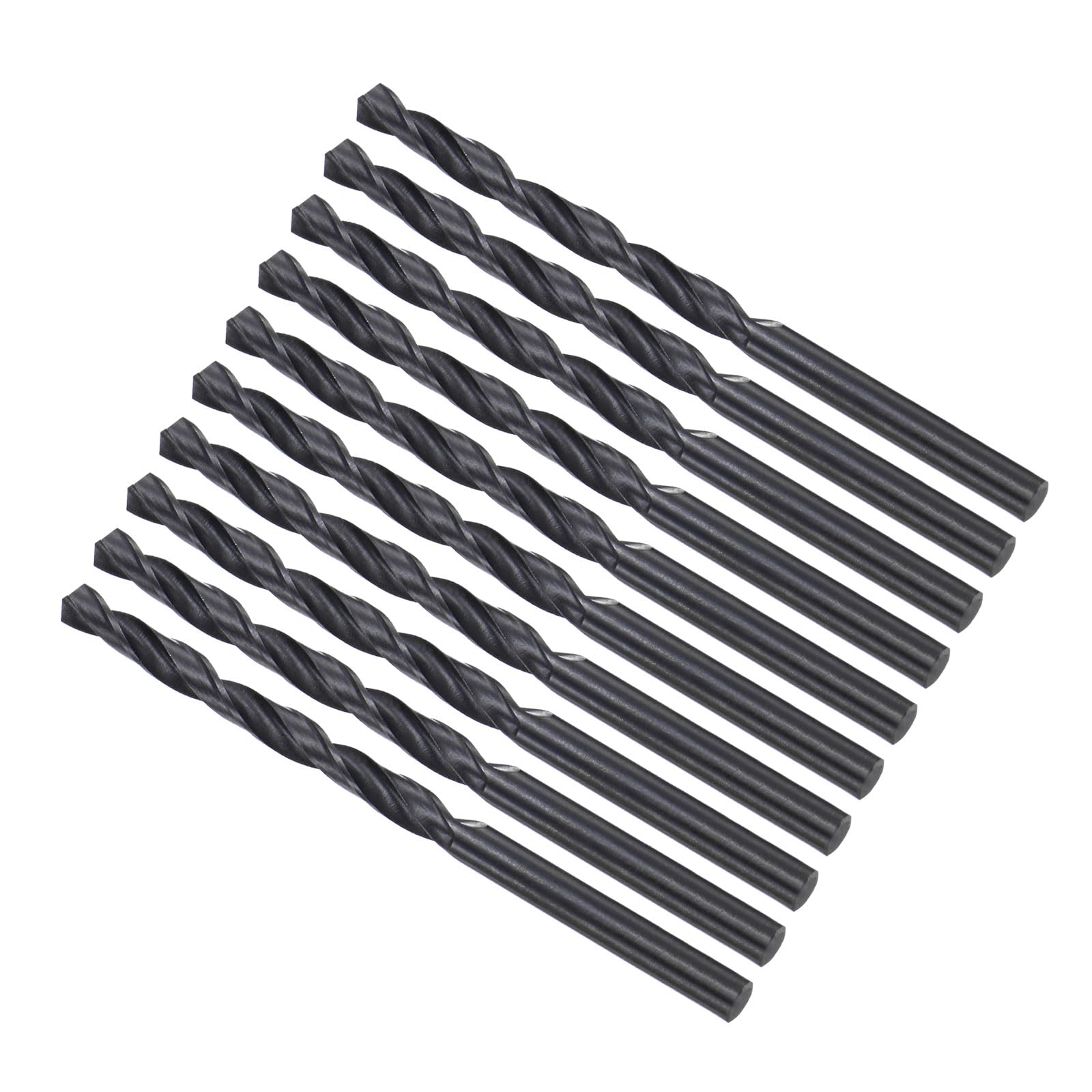 CoCud 6542 High Speed Steel Twist Drill Bits, 4.9mm Diameter 85mm Length, Black Oxide Straight Twist Jobber Drill Bit - (Applications: for Metal Woodwork Plastic Aluminum), 10-Pieces