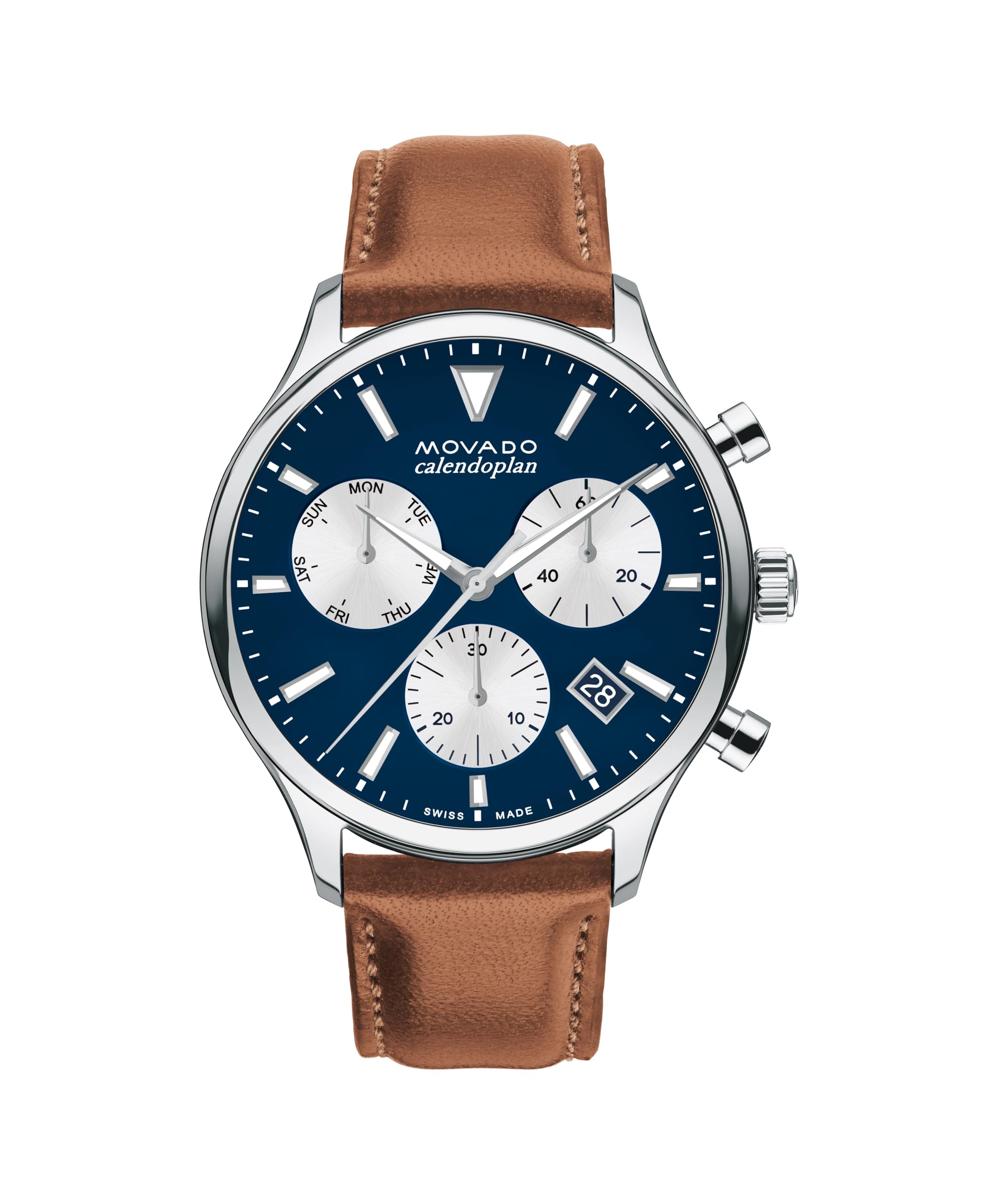 Heritage Series Calendoplan Men's Watch - Swiss Quartz Chronograph Movement, Calfskin Strap - 3 ATM Water Resistance - Sport Luxury Fashion Timepiece for Him - 43mm