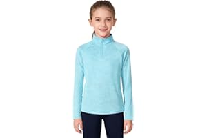 ZUEMET Girls Long Sleeve Shirts Quick Dry Athletic Tops Quarter Zip Pullover Kids Teens Sportswear for Golf Yoga Tennis 5-14 Years