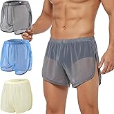 YINYOUYU Mens Sexy Mesh See Through Shorts Underwear Loose Sheer Breathable Boxers Short