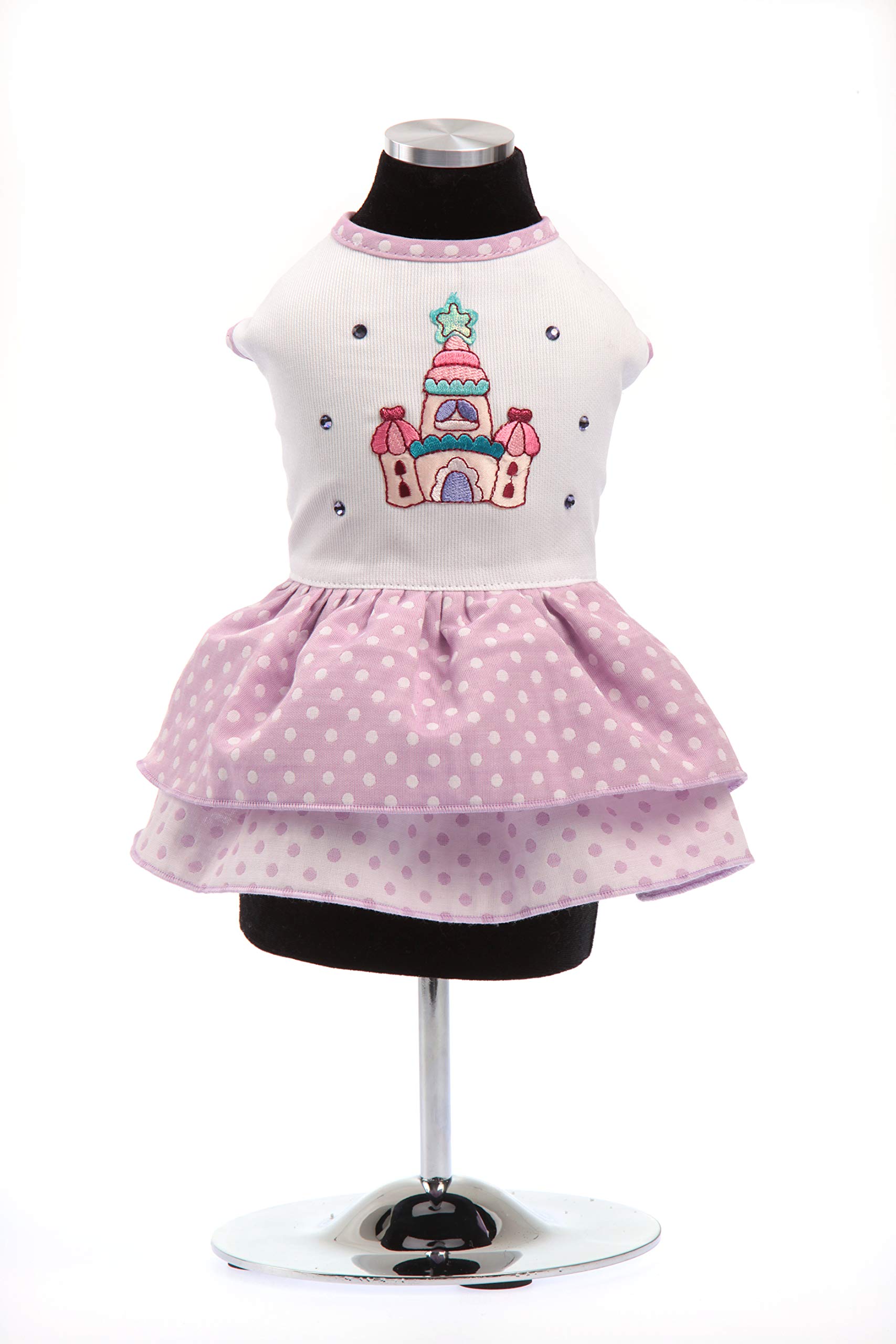 Trilly Tutti Brilli Piquet Dress with Polka Dots and Swarovski Stones, Lilac - 1 Product