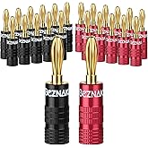 Beznaka Banana Plugs with Dual Set Screws,Black and Red Aluminum Shell,12 Pairs/24 Pcs
