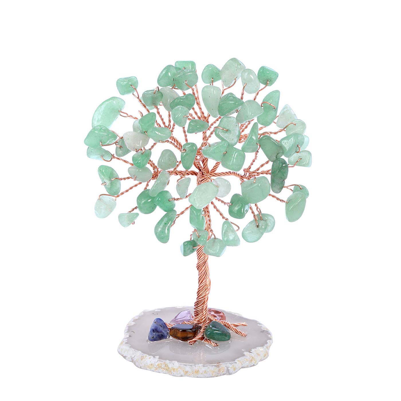 JSDDE Mini Crystal Tree Healing Crystal Tumble Stone Life Tree Feng Shui Tree Gemstones Agate Money Tree Figurines Ornament (Green Aventurine)