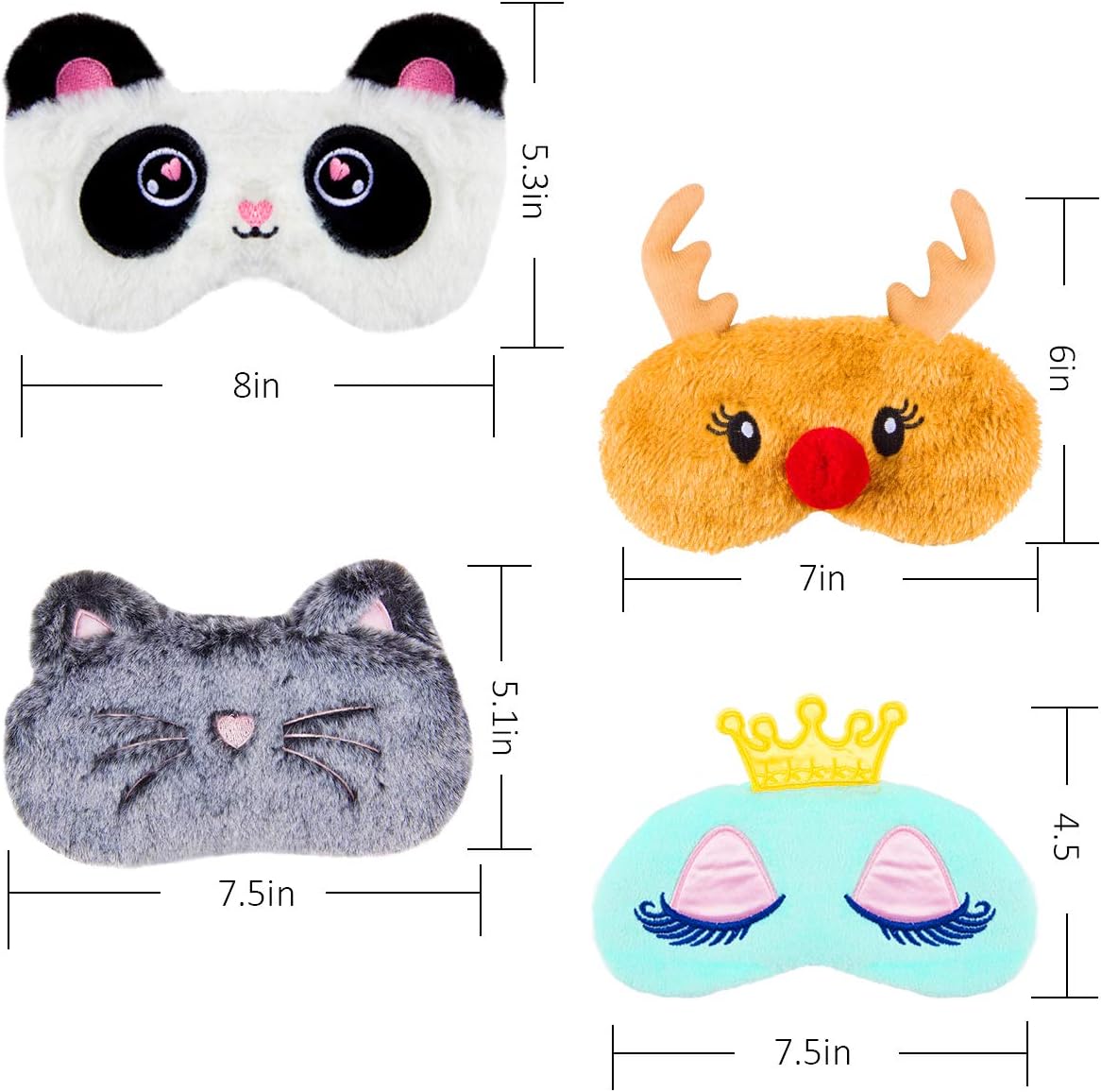 Biubee 6 Pack Soft Plush Unicorn Sleeping Mask- Cute Unicorn Horn Blindfold Eye Cover for Women Girls Kids Travel Nap Night Sleeping: Health & Personal Care