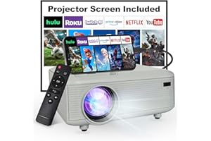KEJOG Mini Projector with HDMI Cable, Upgraded Bluetooth Projector with Screen, 1080P Full HD Portable Projector, Movie Projector Compatible with TV Stick Smartphone/HDMI/USB, indoor & outdoor use