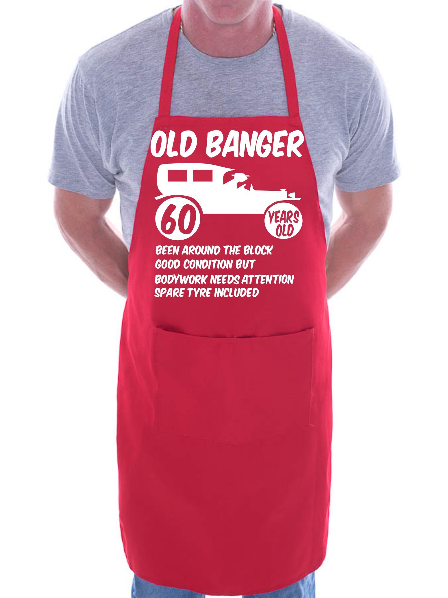 Print4U 60th Birthday Old Banger BBQ Cooking Funny Novelty Apron Red